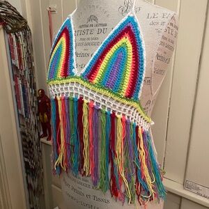 Sexy multi-color crochet bustier, no size, adjustable